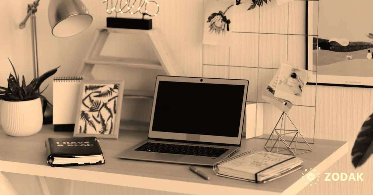 Laptop on Wooden Desk