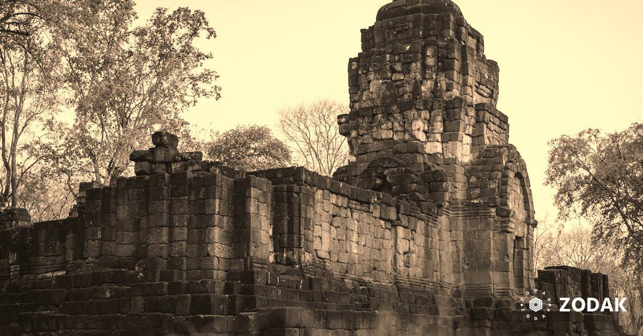 Bayon style Khmer temple in green historical park