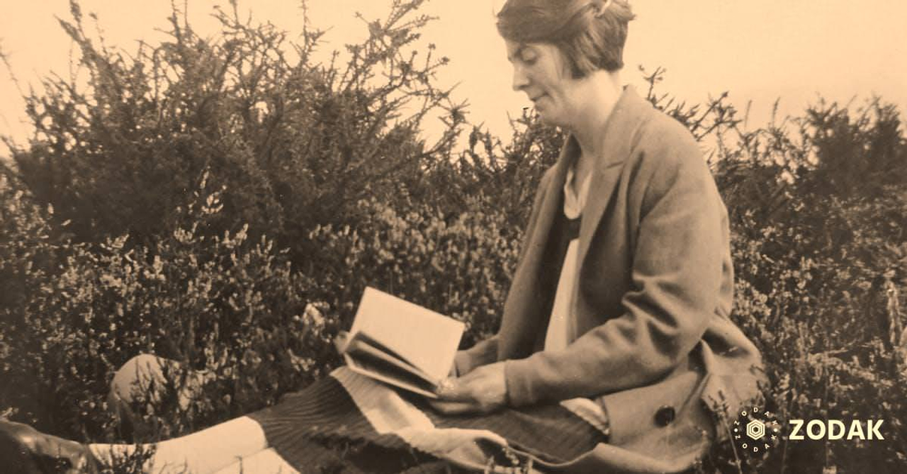 Old Photo Of Woman Reading A Book In The Garden